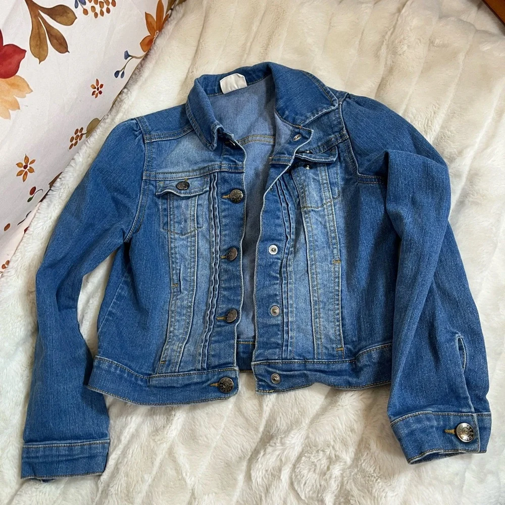 Crazy 8 Girls 7/8 Denim Blue Jean Jacket Spring Fall School Classic Preppy Light